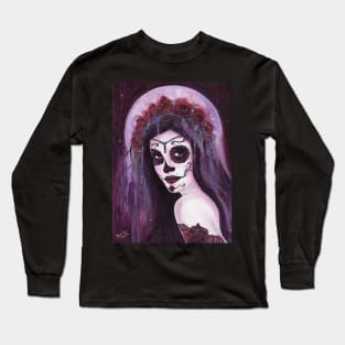 Day of the dead Haunted Moon By Renee Lavoie Long Sleeve T-Shirt